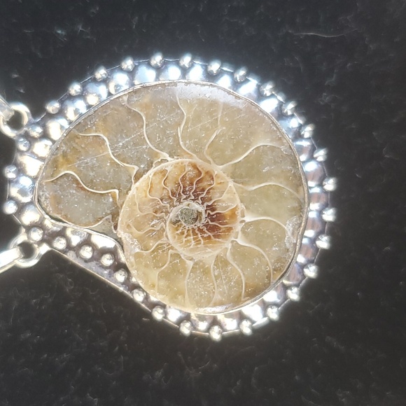 New Ammonite Fossil, Larimar and Citrine 925 Silver Necklace. - Picture 3 of 12